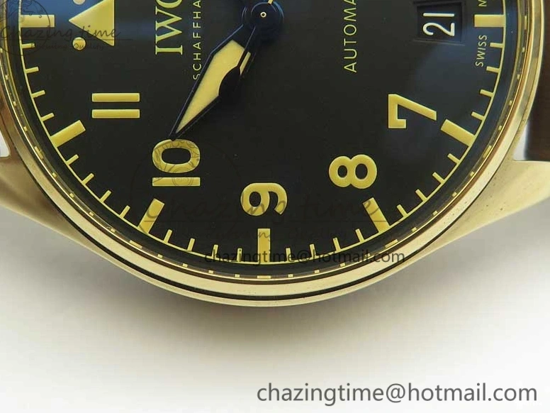 MIROTIME 0311 Big Pilot IW501005 Real Bronze ZF 1:1 Best Edition Black Dial on Brown Leather Strap A Sleek 7192